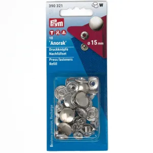 Cap Snap Fasteners Refill Pack, Anorak, 15mm, Nickel