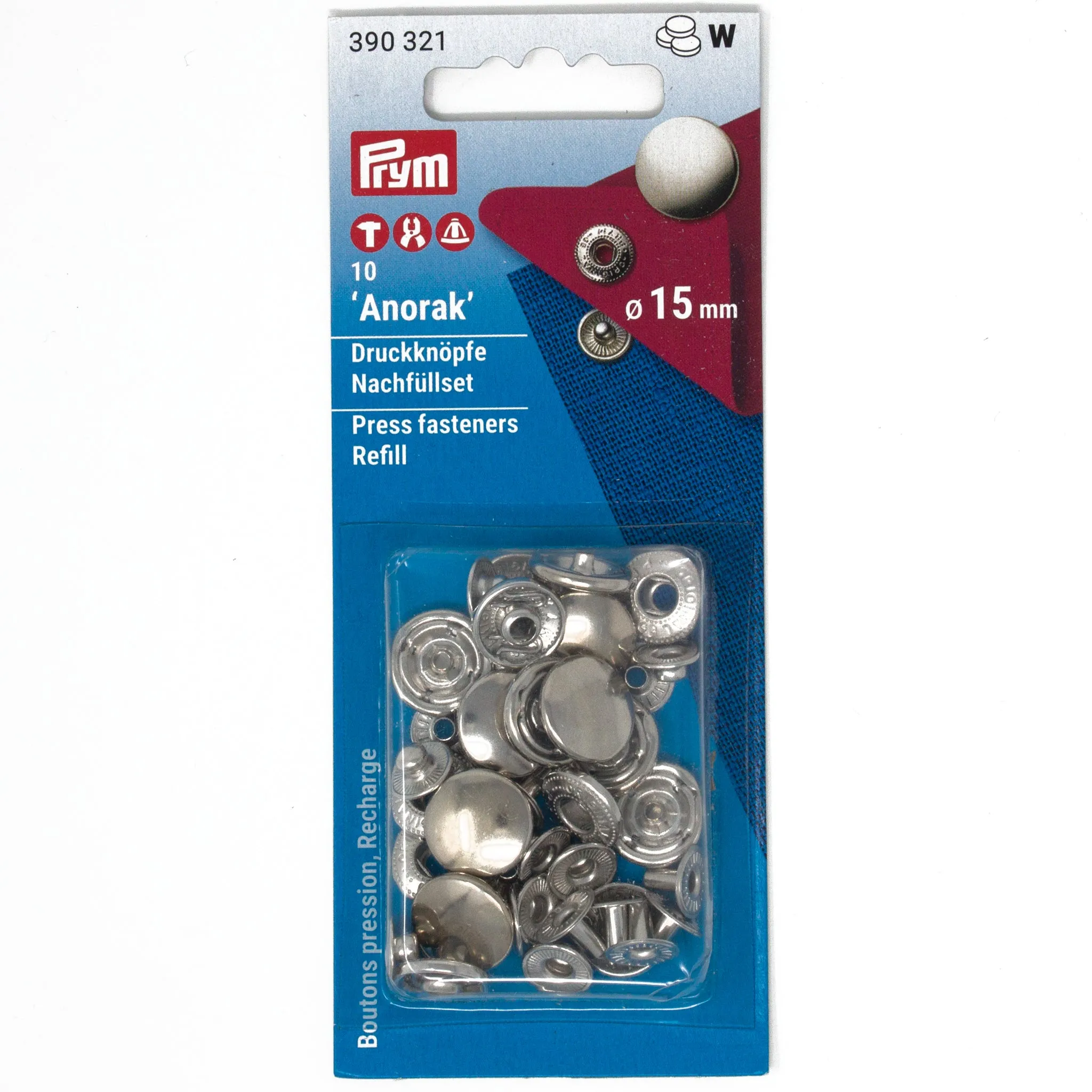 Cap Snap Fasteners Refill Pack, Anorak, 15mm, Nickel