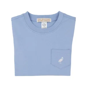 Carter Crewneck - Barbados Blue with Worth Avenue White Stork