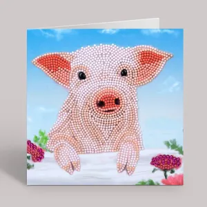 CCK-A100: "Pig on the Fence" 18x18cm Crystal Art Card