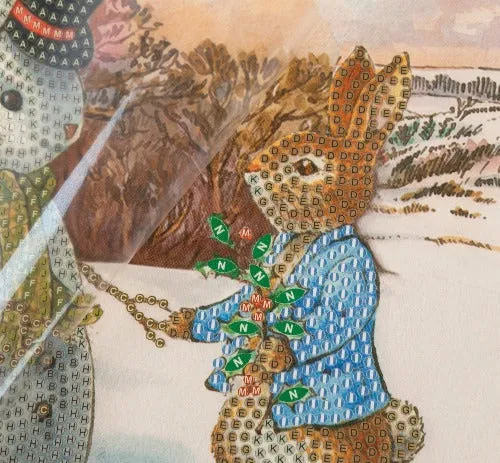 CCK-PRBT07: Peter and the Snow Bunny 18x18cm Crystal Art Card