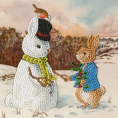 CCK-PRBT07: Peter and the Snow Bunny 18x18cm Crystal Art Card