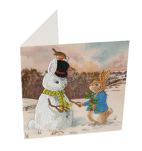 CCK-PRBT07: Peter and the Snow Bunny 18x18cm Crystal Art Card