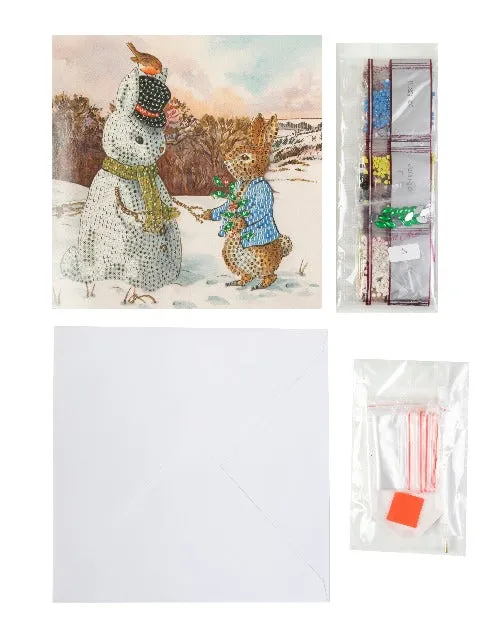 CCK-PRBT07: Peter and the Snow Bunny 18x18cm Crystal Art Card