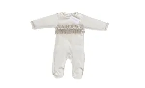 Chant de Joie Baby Off White With Gold Bubble Footie