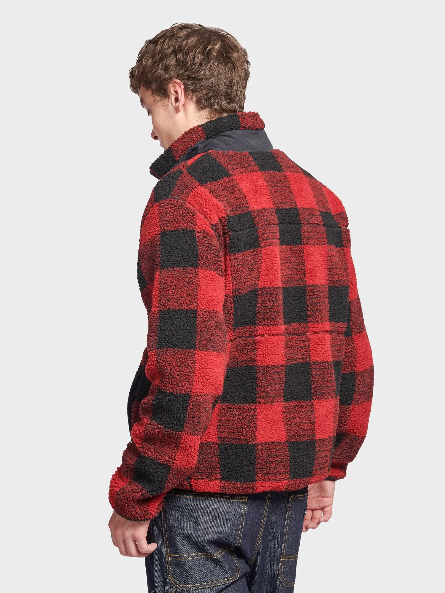 Checked Mattawa Borg Fleece Jacket in Black