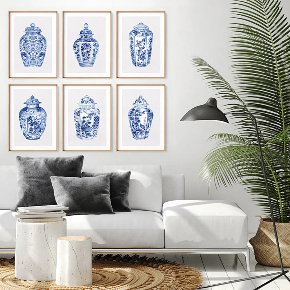 Chinoiserie Ginger Jar on Linen VI - Art Print