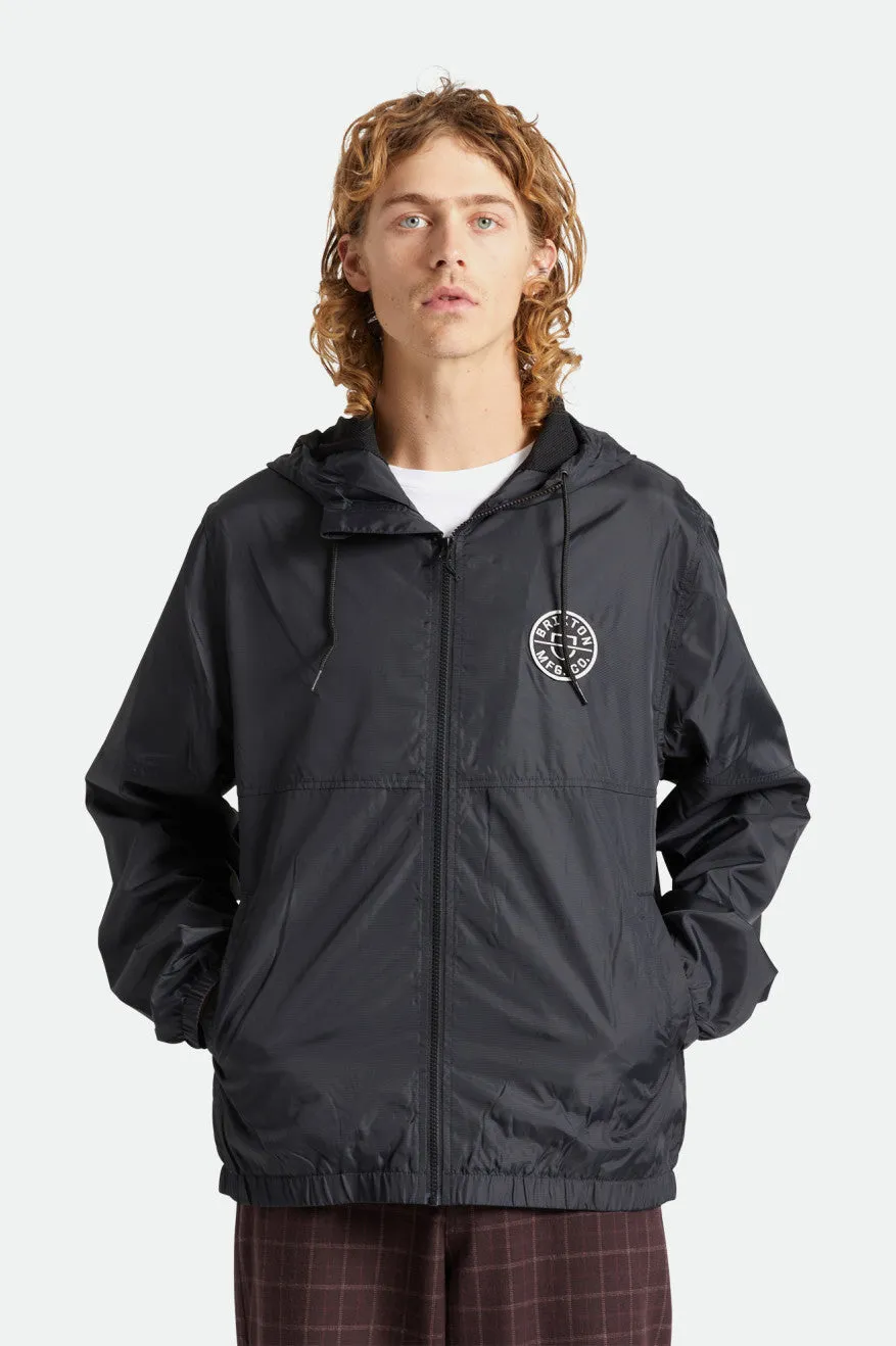 Claxton Crest Lightweight Black Zip-Up Hooded Jacket