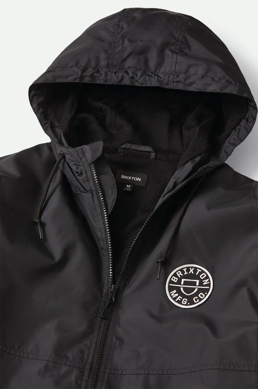 Claxton Crest Lightweight Black Zip-Up Hooded Jacket