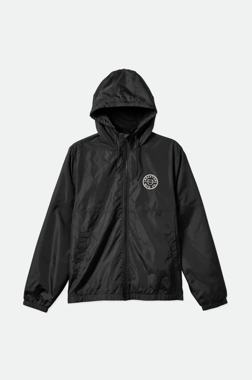 Claxton Crest Lightweight Black Zip-Up Hooded Jacket