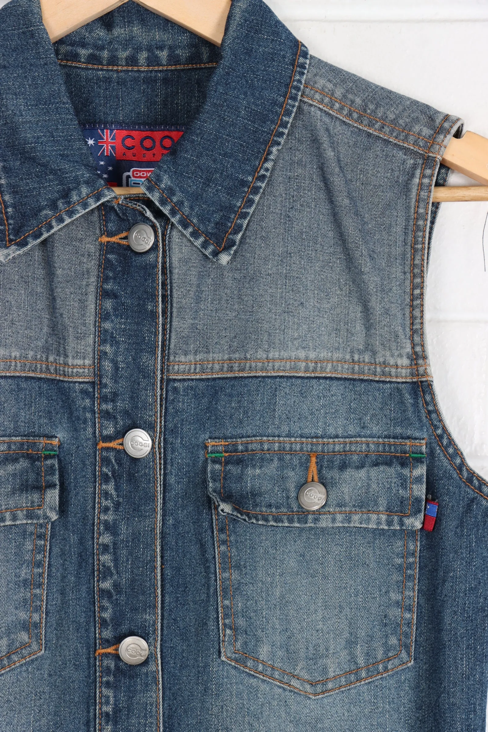 COOGI Medium Wash Button Up Denim Vest (S)