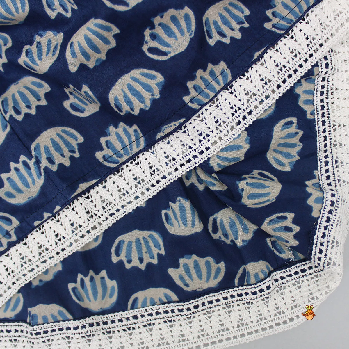 Cotton Printed Blue Top And Dhoti Style Pant