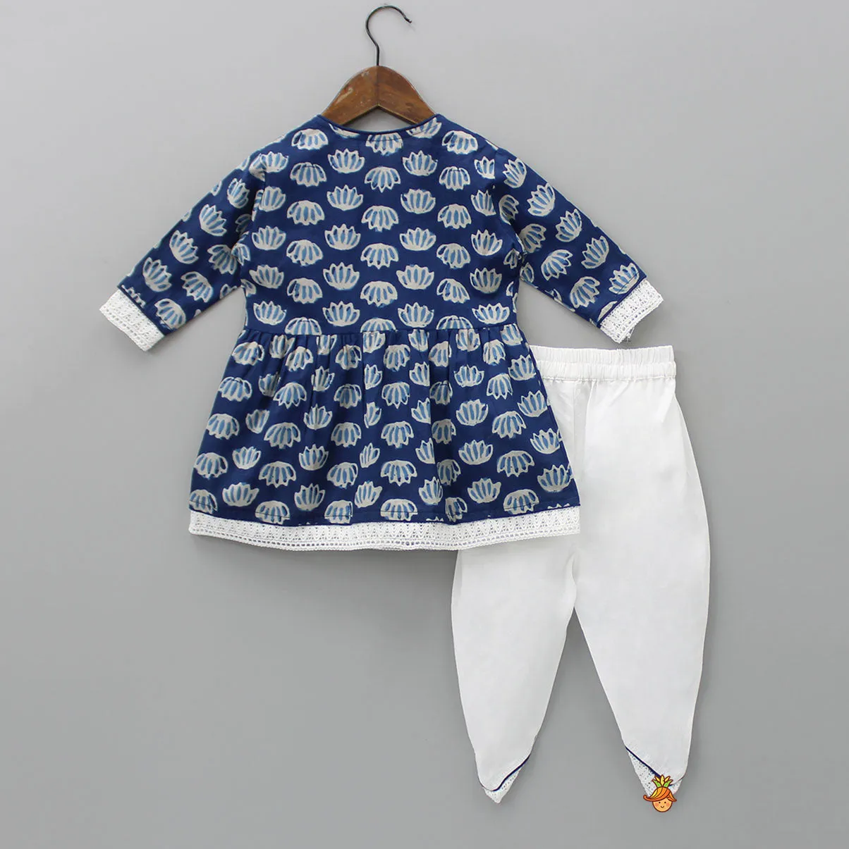 Cotton Printed Blue Top And Dhoti Style Pant