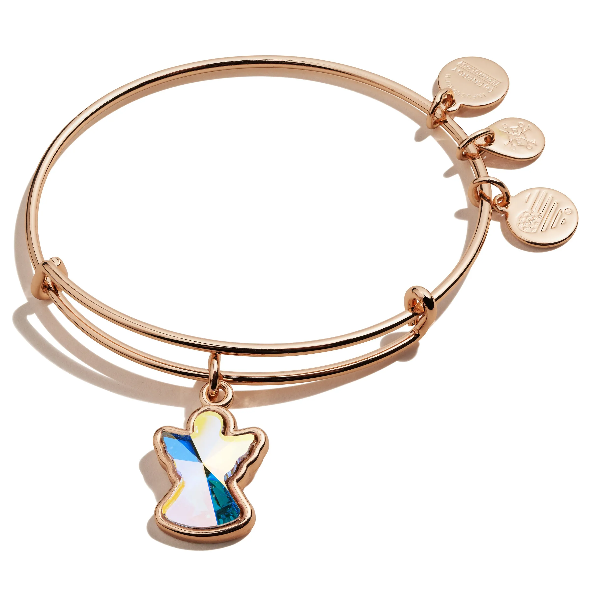 Crystal Infusion Angel Charm Bangle Bracelet