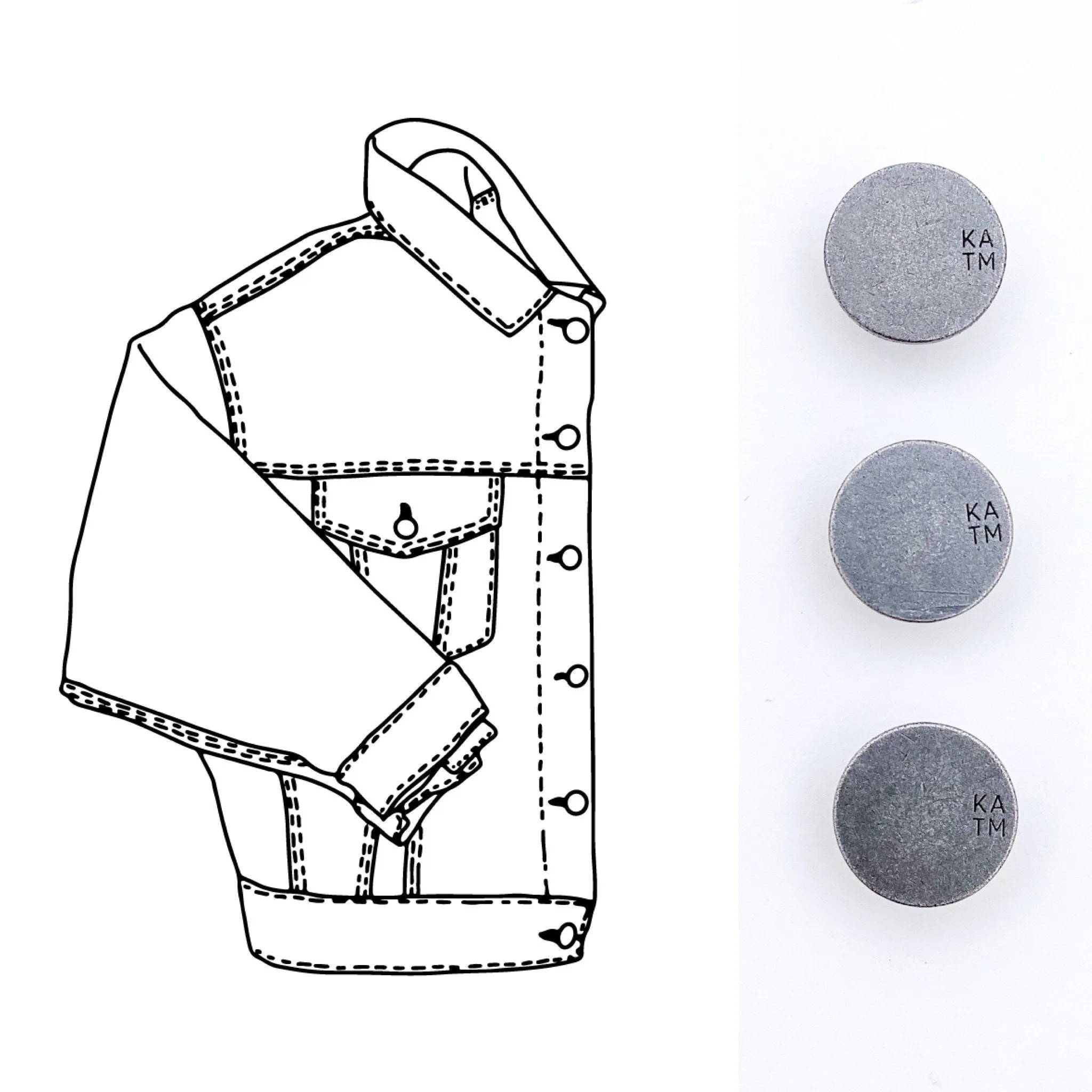 Denim Jacket Hardware Kit - Pewter - Kylie And The Machine