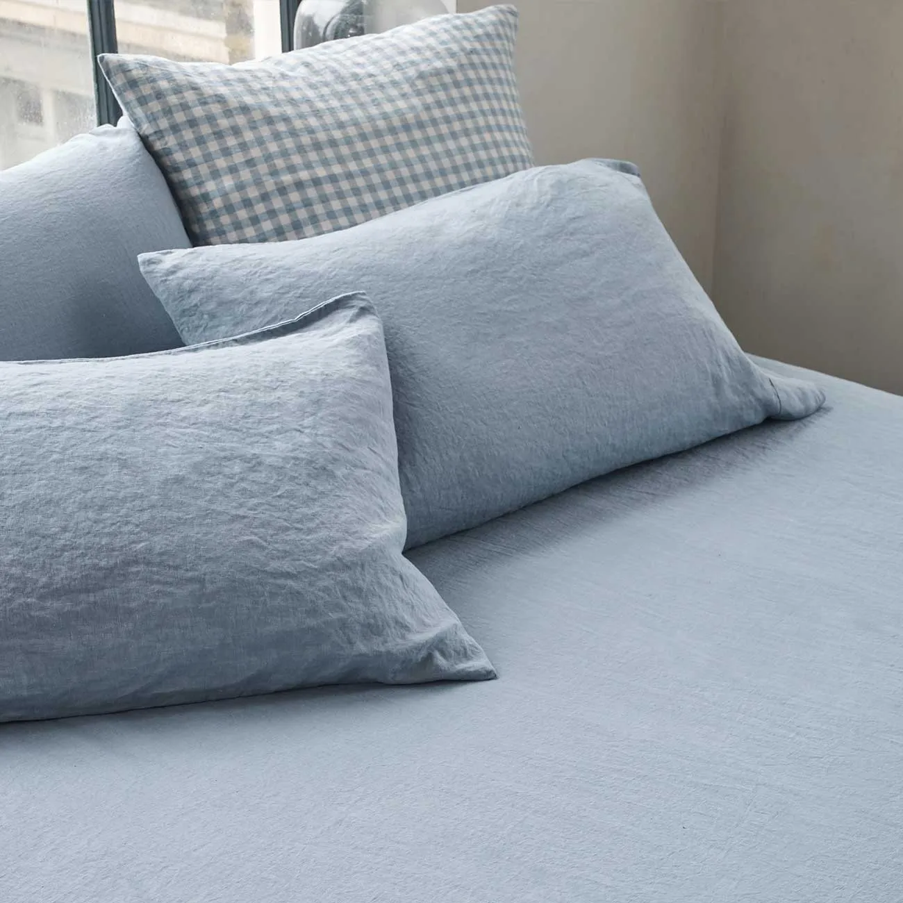 Dusk Blue 100% Linen Fitted Sheet