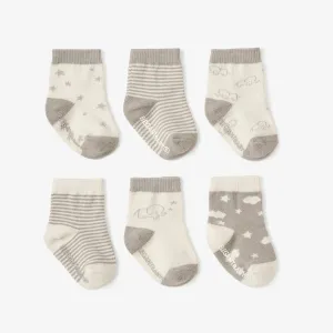 Elephant Non Slip Baby Socks 6pk