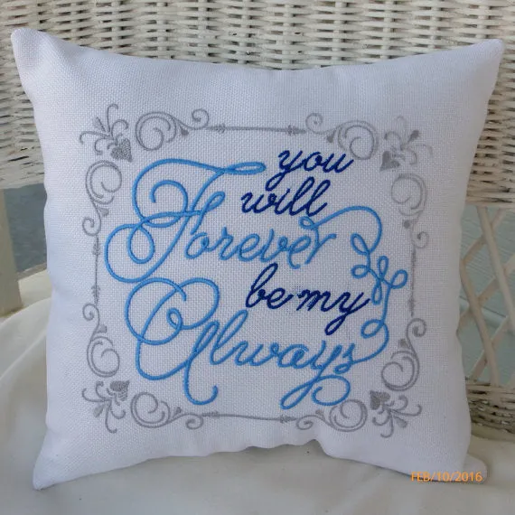 Embroidered wedding pillow, Romantic bed pillow