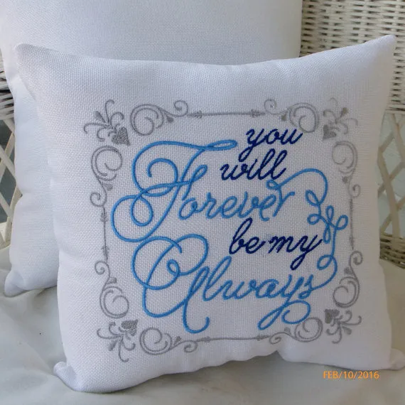 Embroidered wedding pillow, Romantic bed pillow