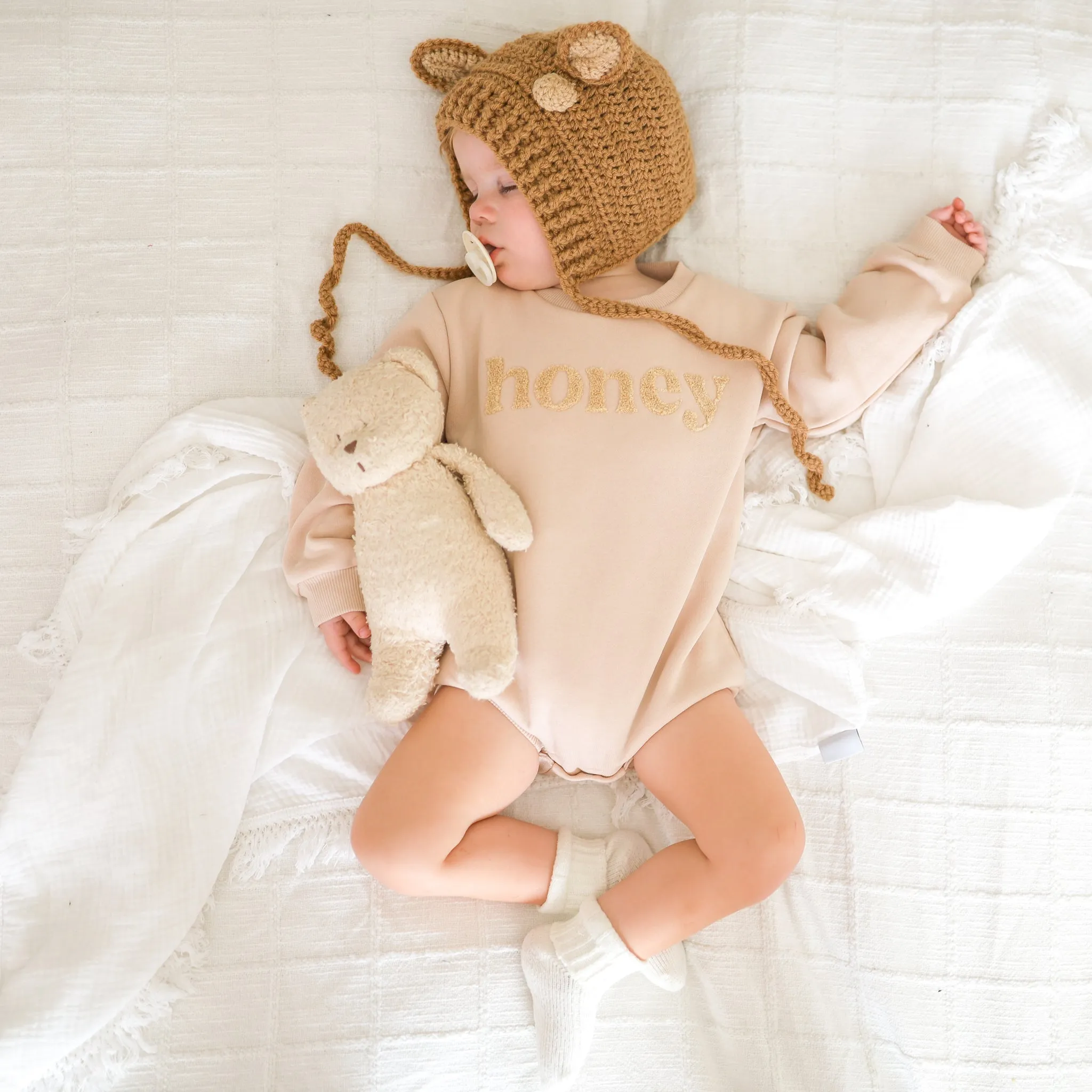 Fleece Jumper Romper - Honey