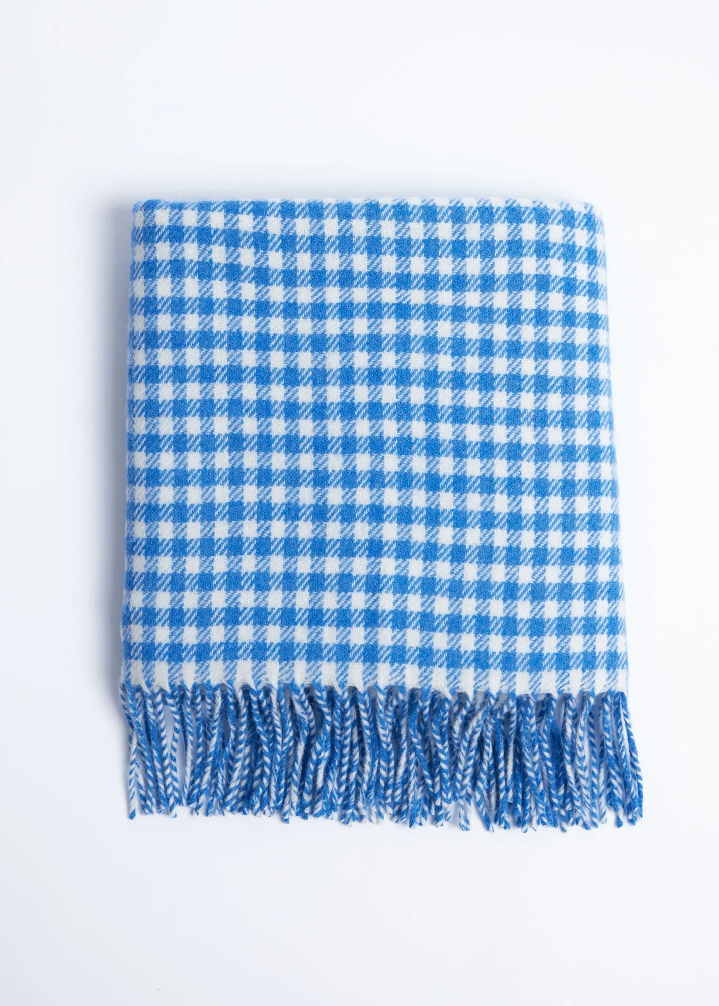 Foxford Cornish Blue Gingham Lambswool Baby Blanket