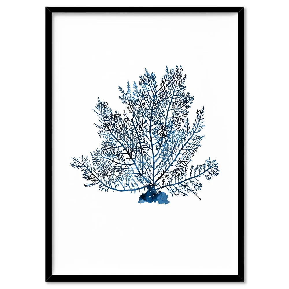 Hamptons Watercolour Blue Coral V - Art Print