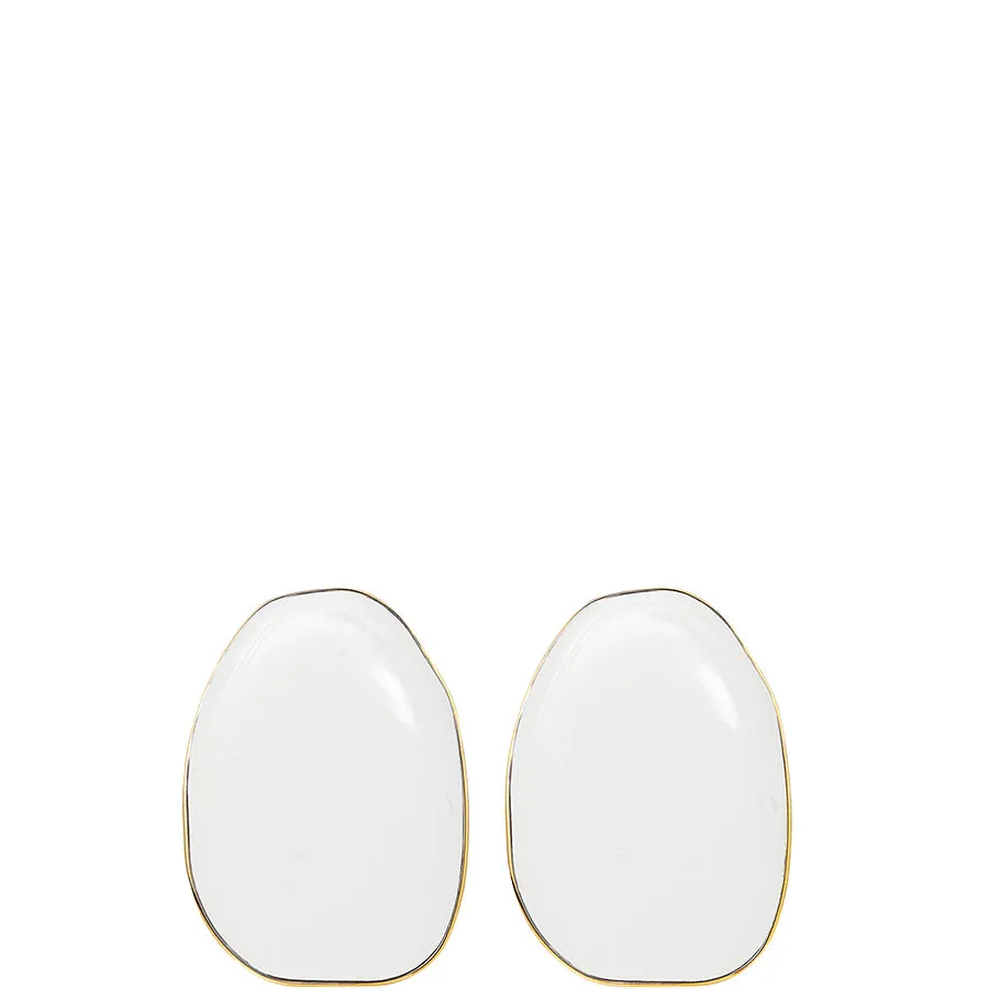 HANDENAMLED EARRING "BIG COLOURED STONE" IN WHITE