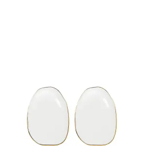 HANDENAMLED EARRING "BIG COLOURED STONE" IN WHITE