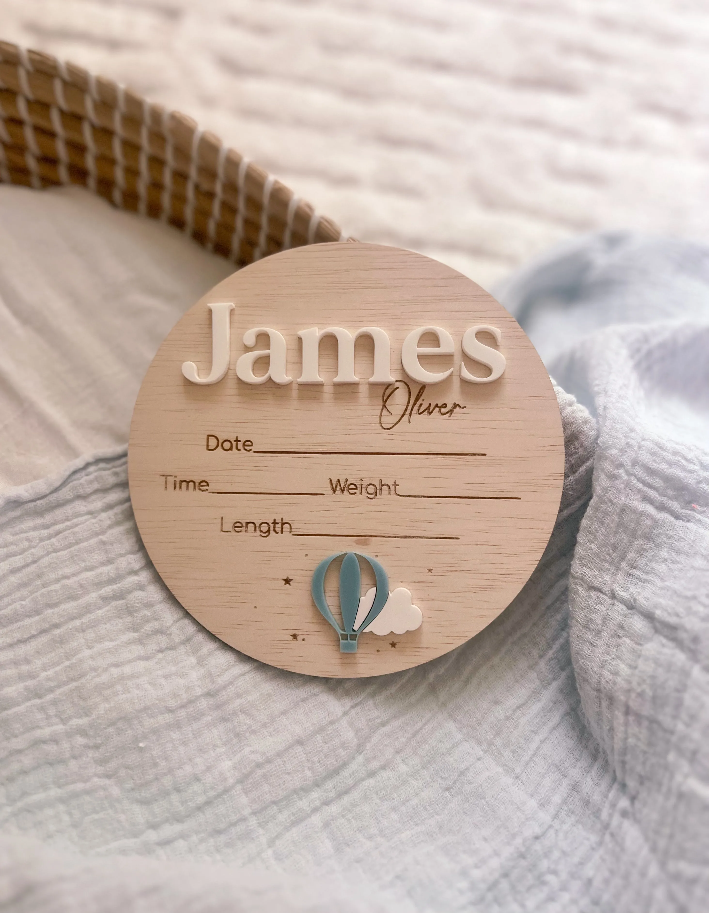 Hot Air Balloon Announcement Name Plaque/Birth Details