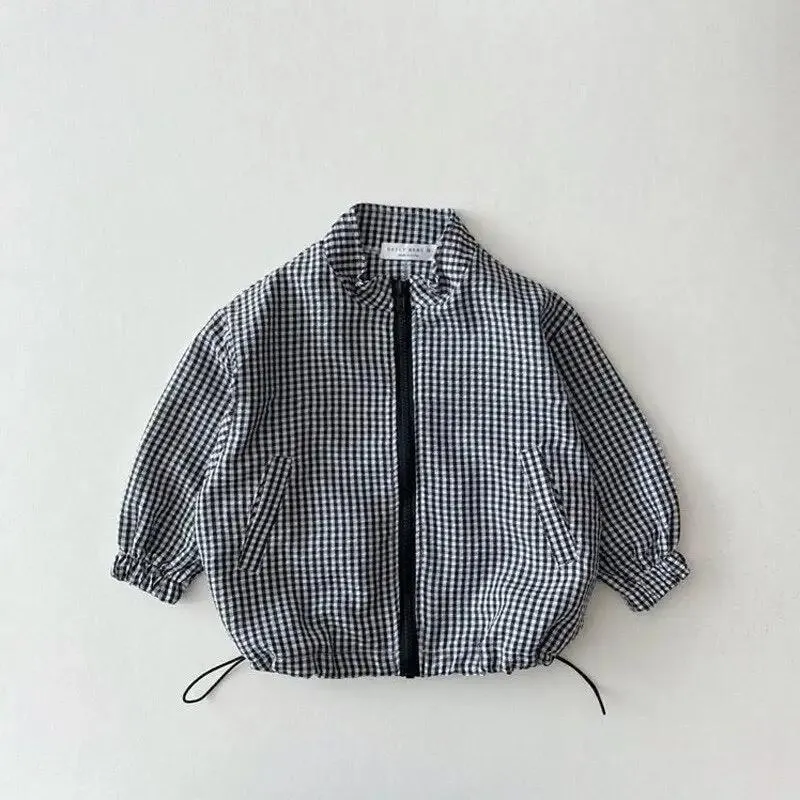 Lightweight Checked Zip Up Jacket