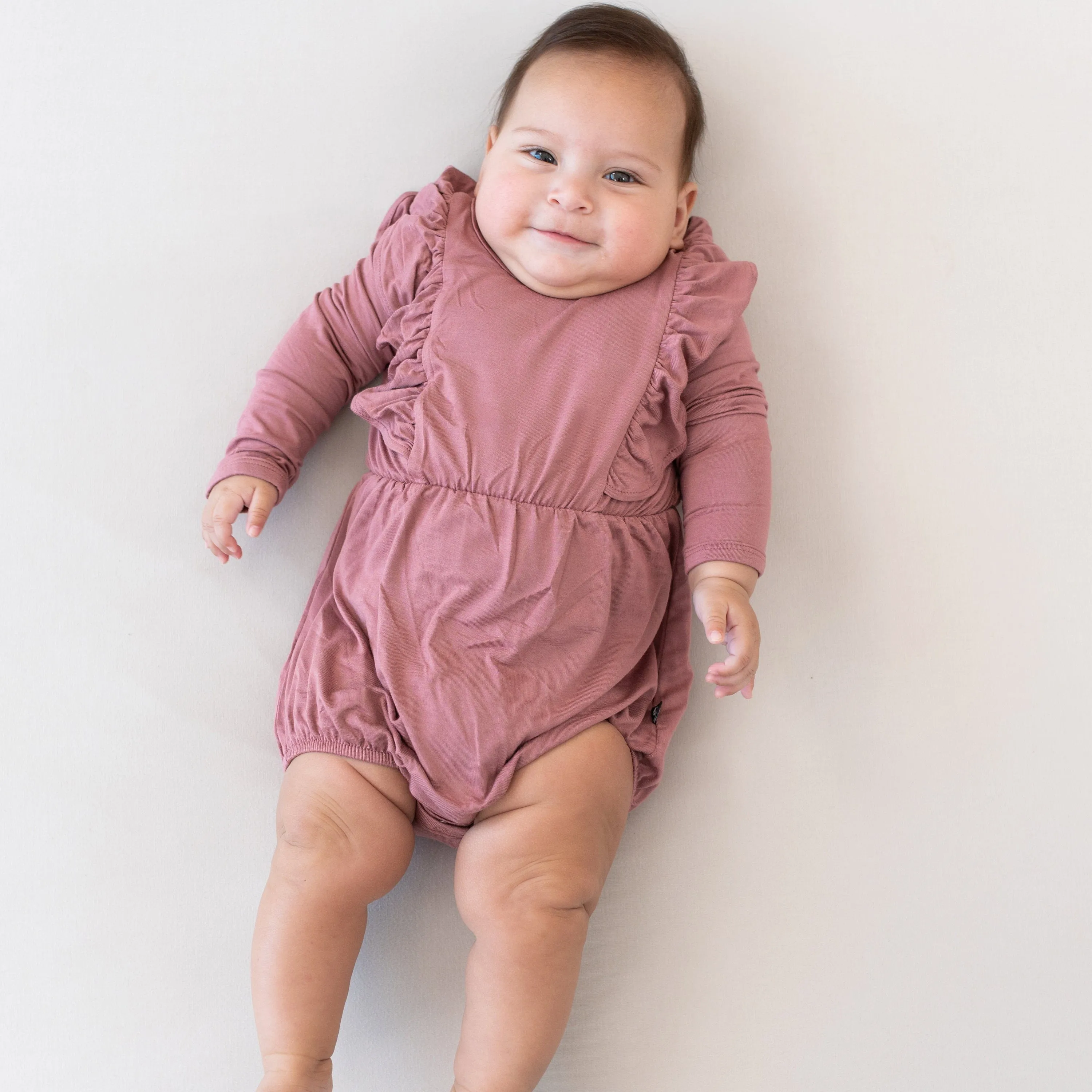 Long Sleeve Bubble Romper in Dusty Rose