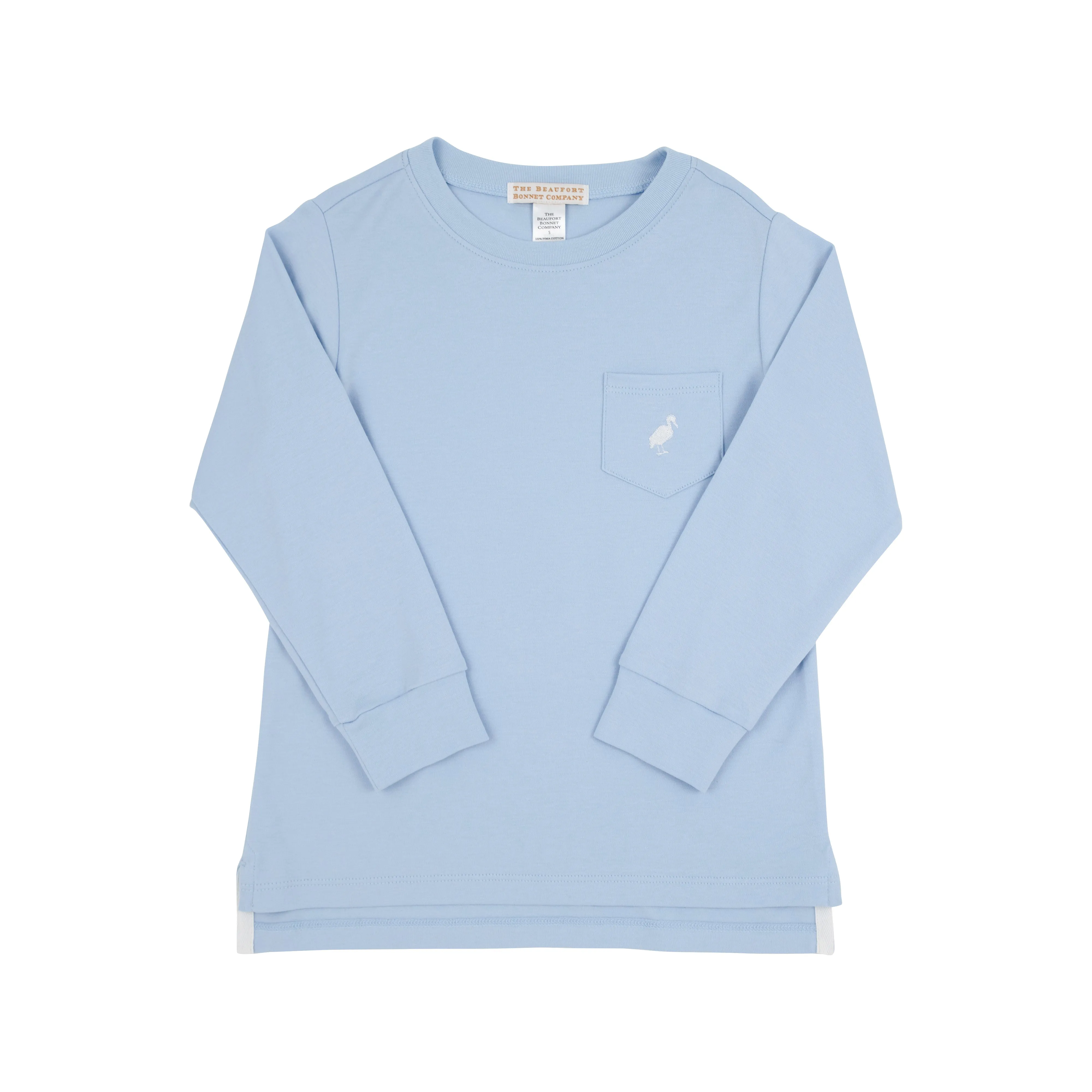 Long Sleeve Carter Crewneck - Beale Street Blue with Worth Avenue White Stork