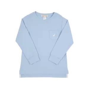 Long Sleeve Carter Crewneck - Beale Street Blue with Worth Avenue White Stork