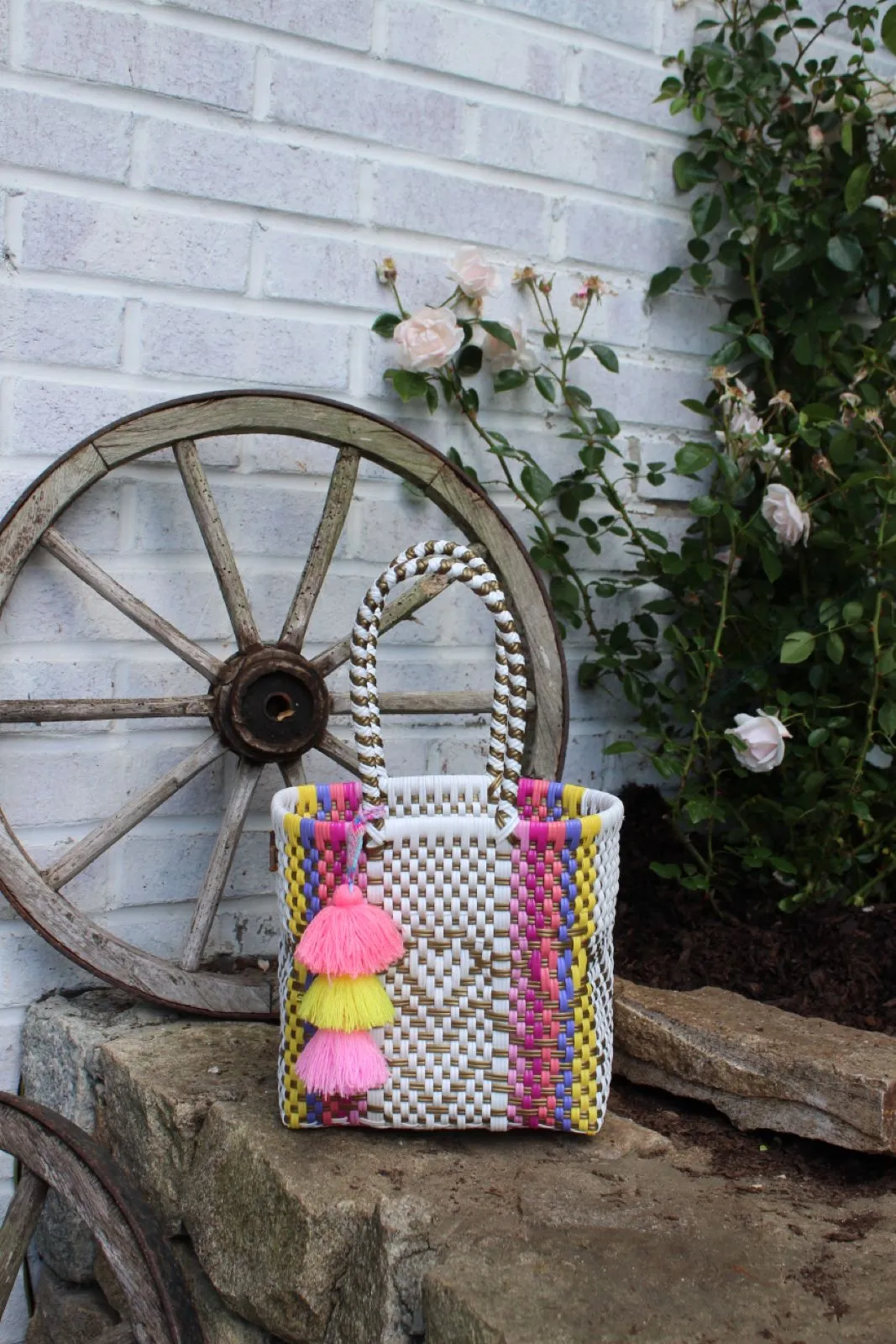 Mini - Yellow Rainbow Hearts Citron Tote