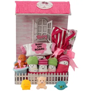 Newborn Baby Girl Picket Fence House Hamper (0-12 months)