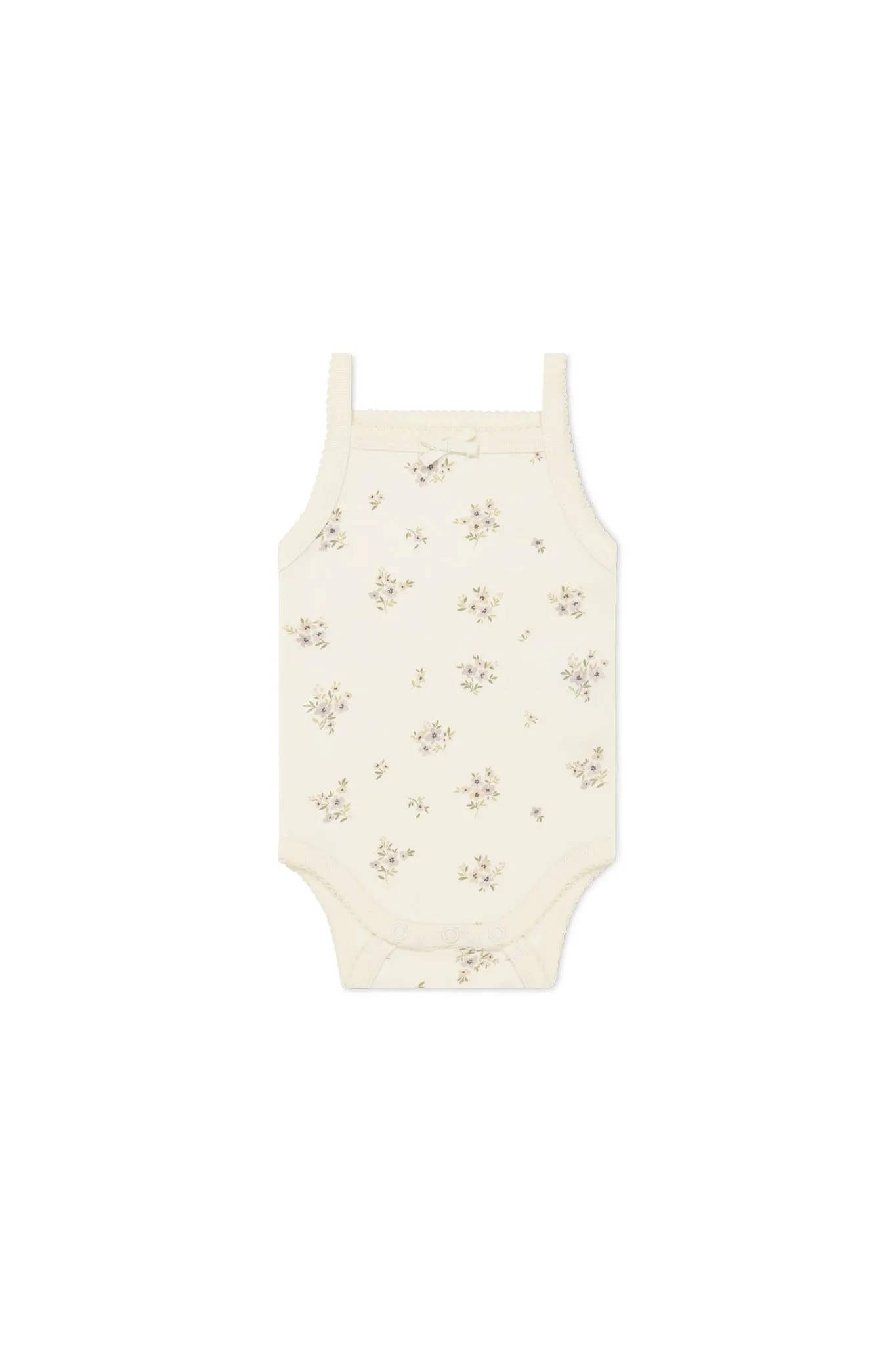 Organic Cotton Bridget Singlet Bodysuit - Goldie Bouquet Egret