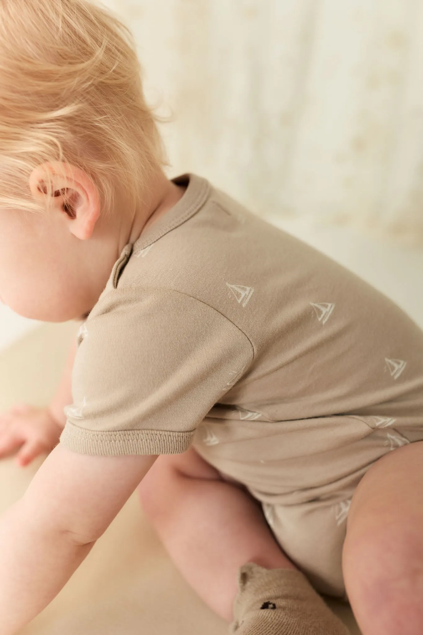 Organic Cotton Hudson Short Sleeve Bodysuit - Set Sail Vintage Taupe