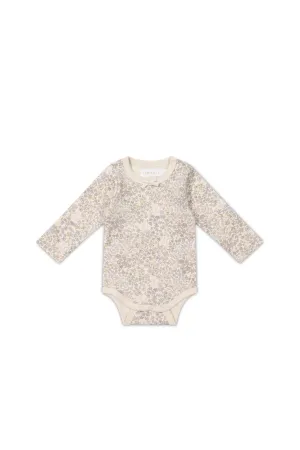 Organic Cotton Long Sleeve Bodysuit - April Floral Mauve