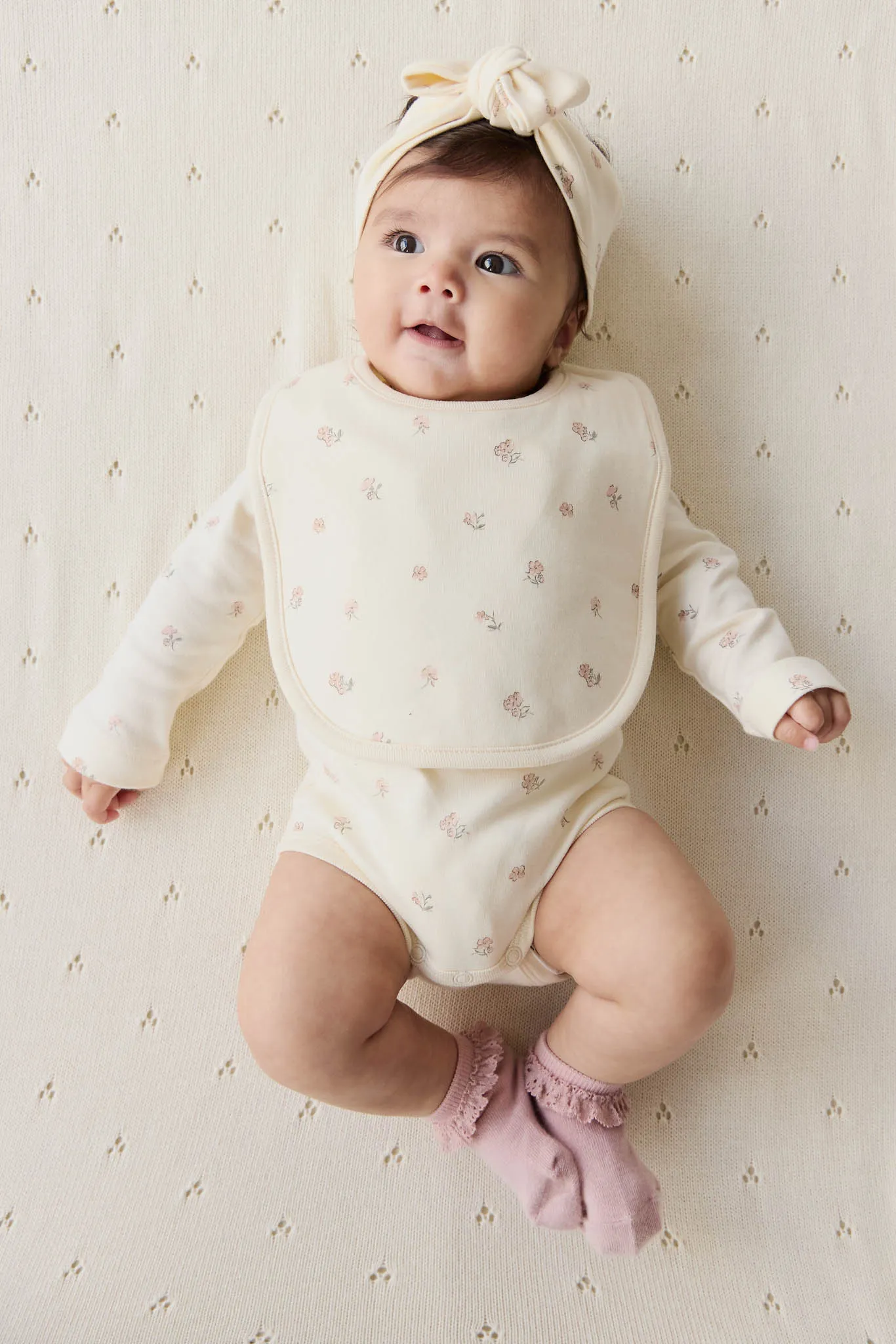 Organic Cotton Long Sleeve Bodysuit - Meredith Egret