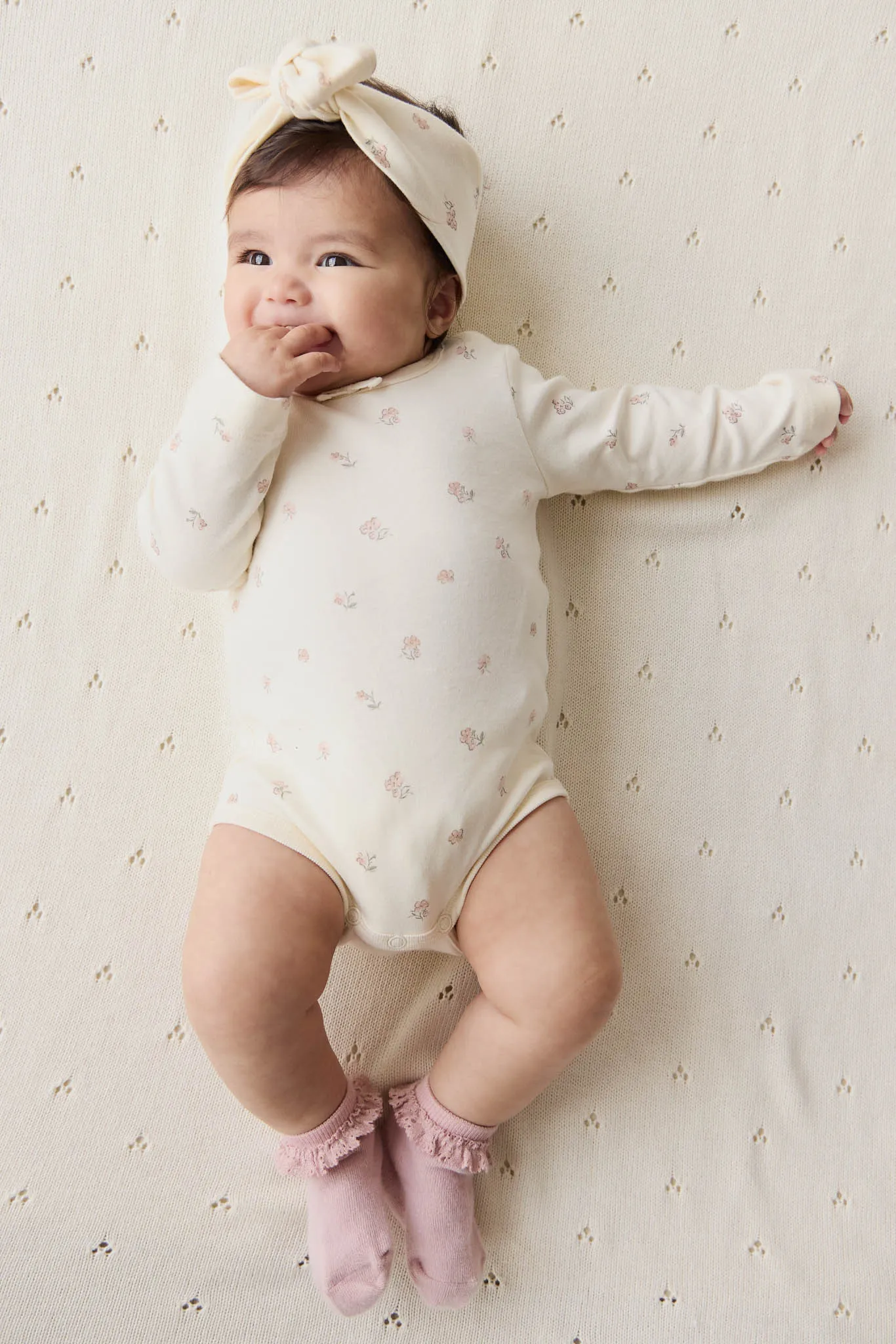 Organic Cotton Long Sleeve Bodysuit - Meredith Egret