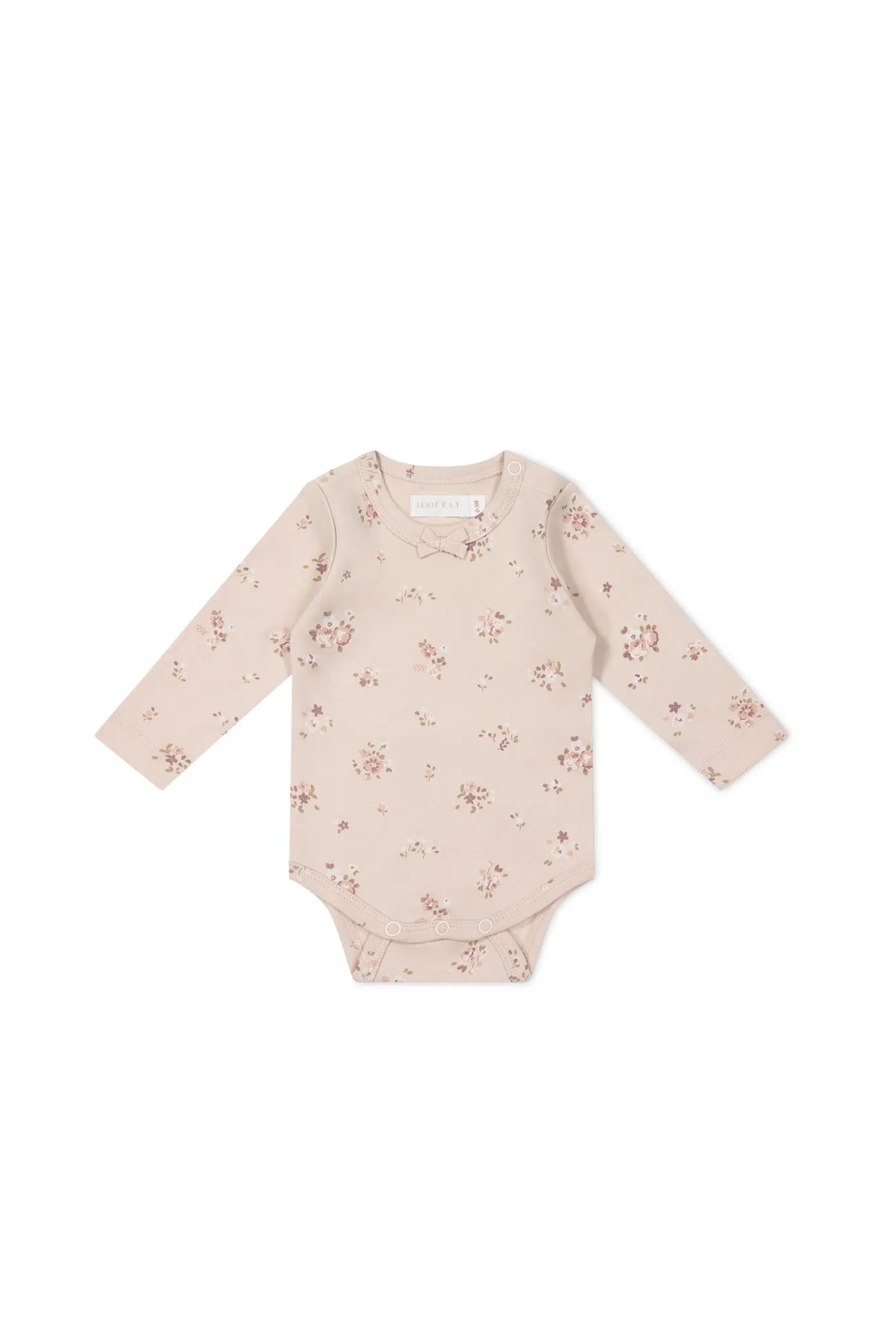 Organic Cotton Long Sleeve Bodysuit - Petite Fleur Soft Peony