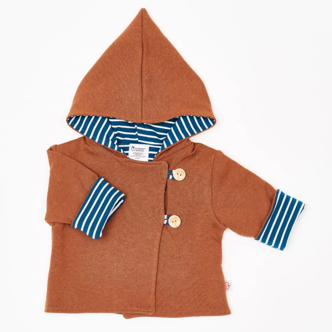 Organic reversible jacket "Sweat Copper Marl | Stripes Water by Night" - 98% organic cotton, 2% elastane