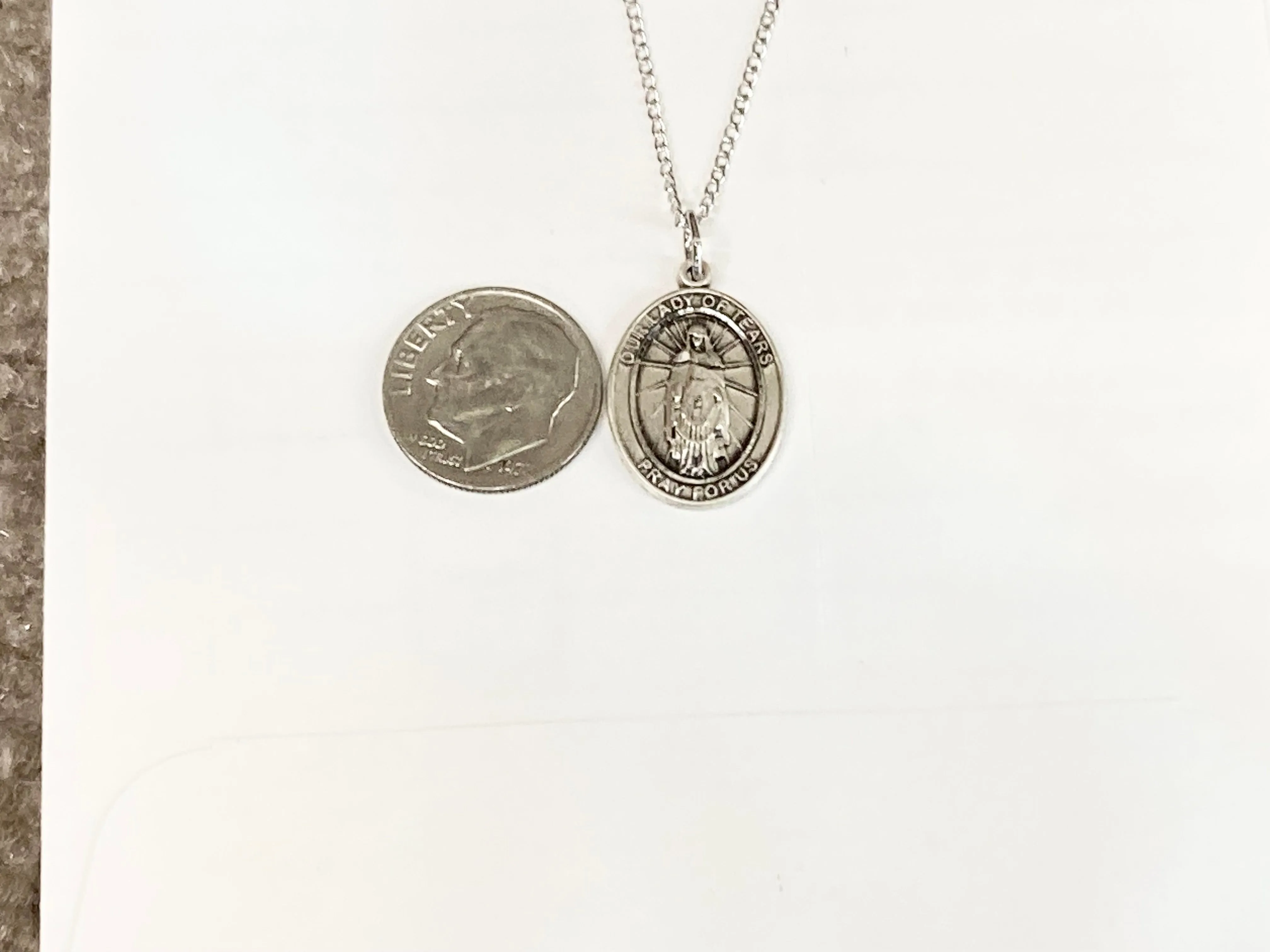 Our Lady Of Tears Silver Pendant And Chain