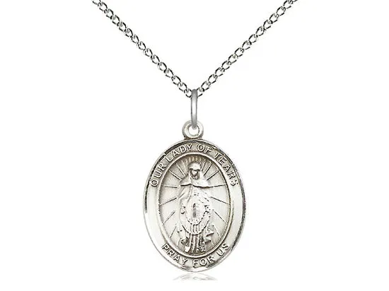 Our Lady Of Tears Silver Pendant And Chain