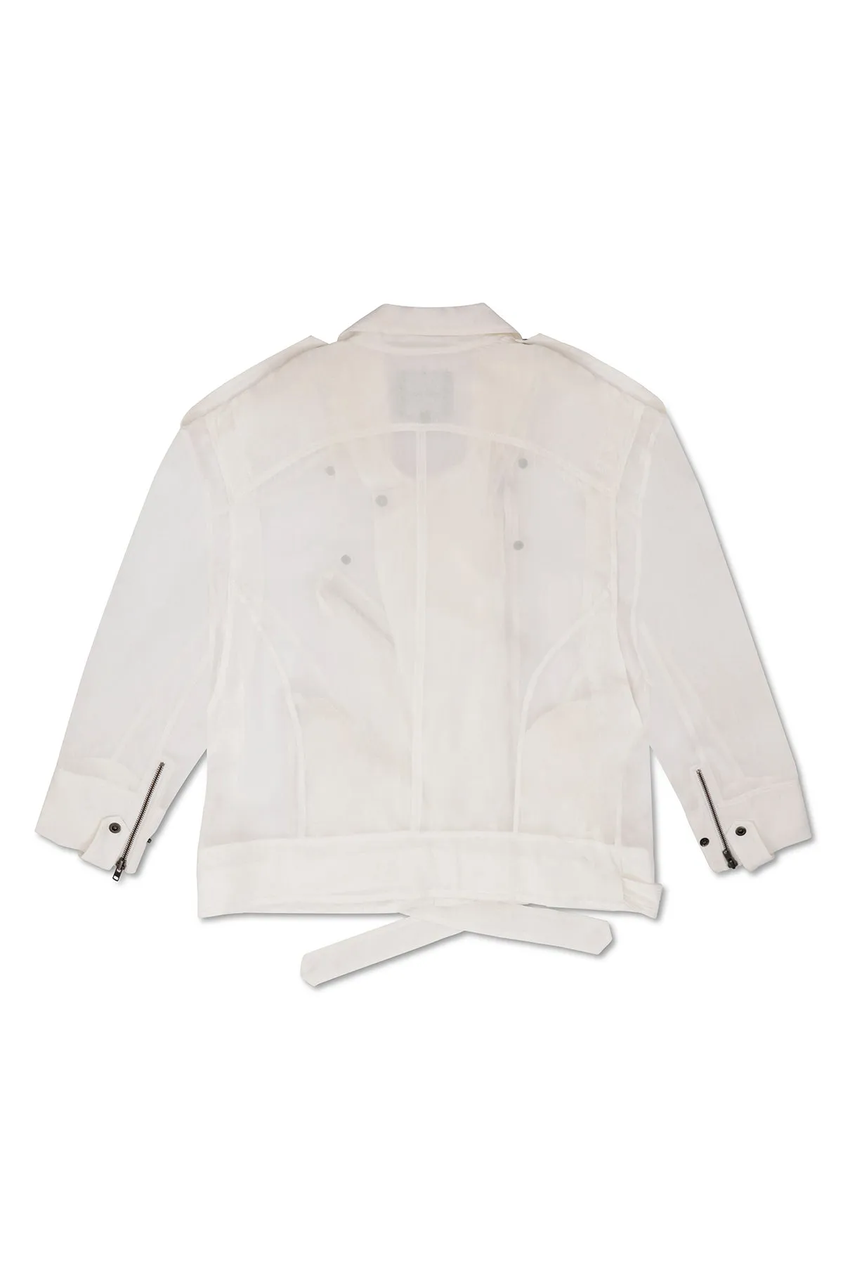 OVERSIZE SHEER MOTO JACKET IN WHITE