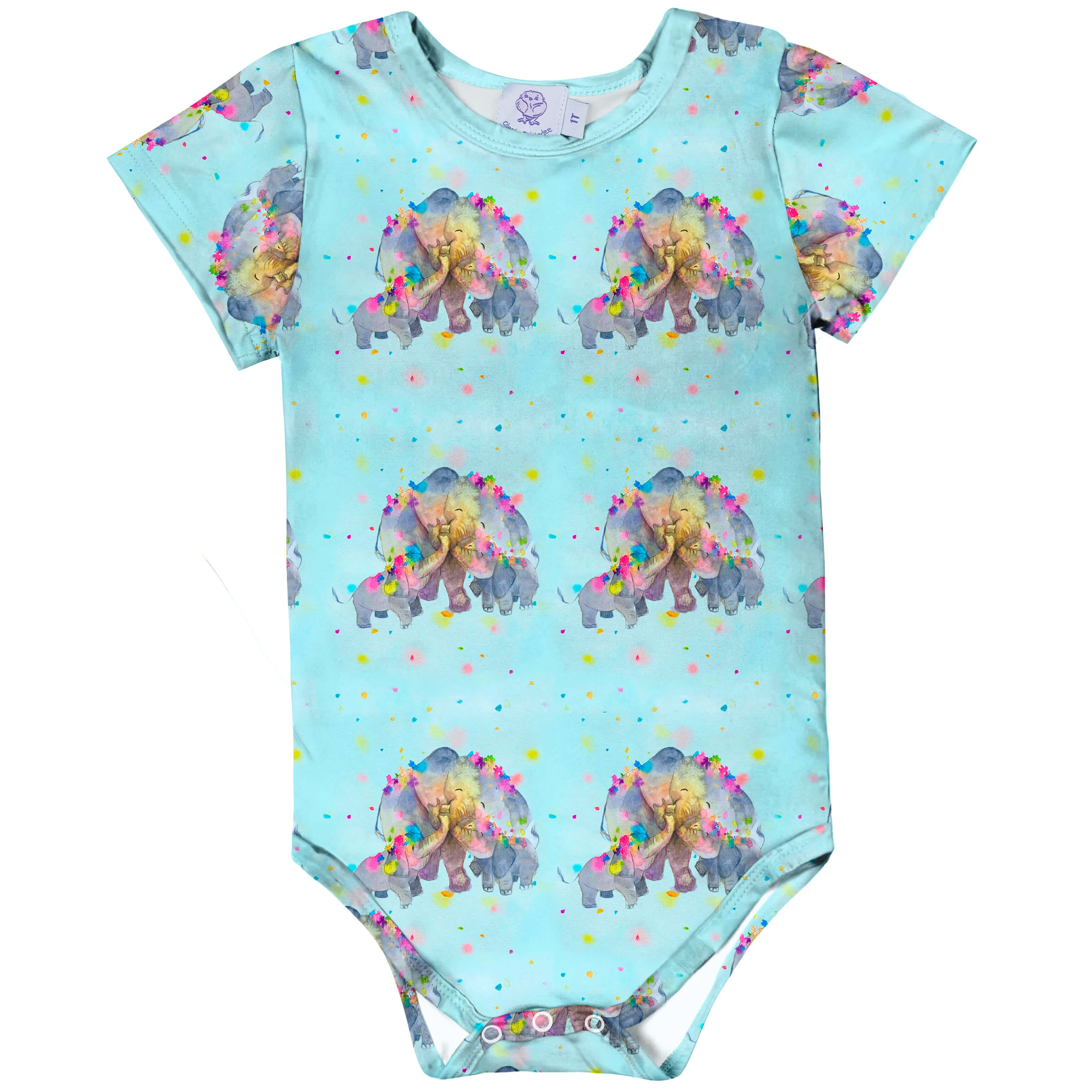 PREORDER Confetti Elephants Short Sleeve Onesie (Ships w/c 2nd Dec)