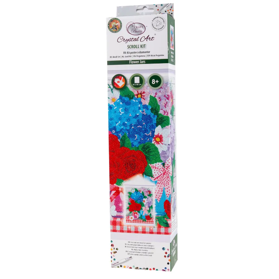 "Flower Jars" Crystal Art Scroll Kit