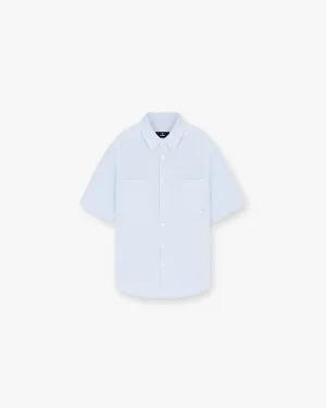 Short Sleeve Pinstripe Shirt - Baby Blue