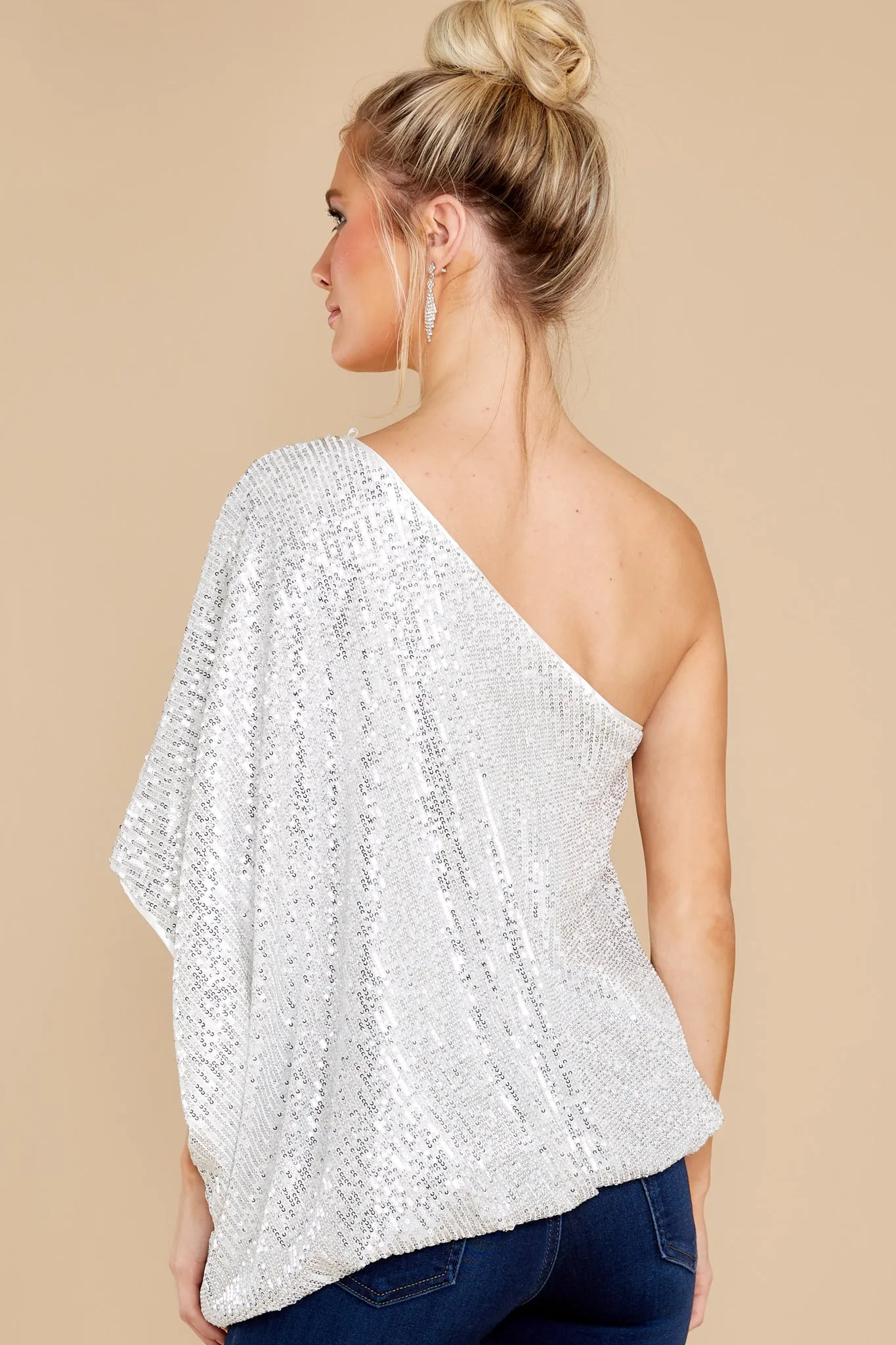 Starry Eyed White One Shoulder Top