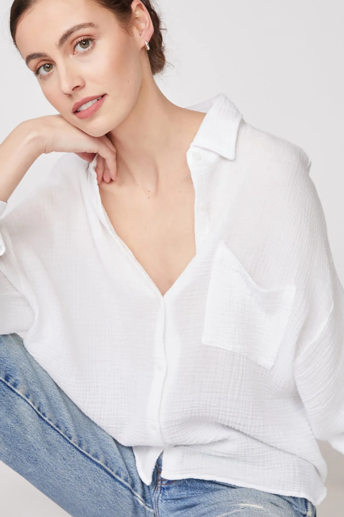 Stateside Gauze Oversized Shirt in White